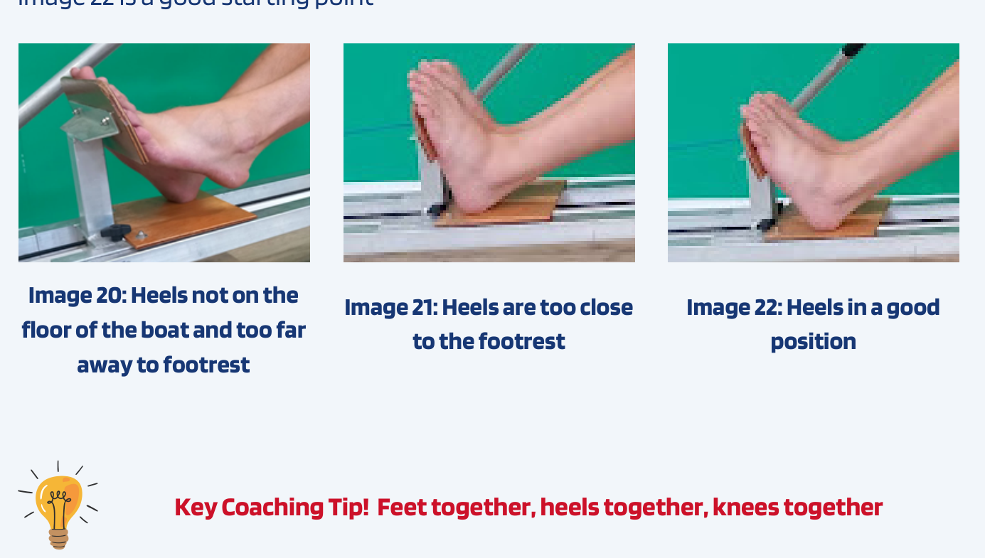 Heel positions on the footrest