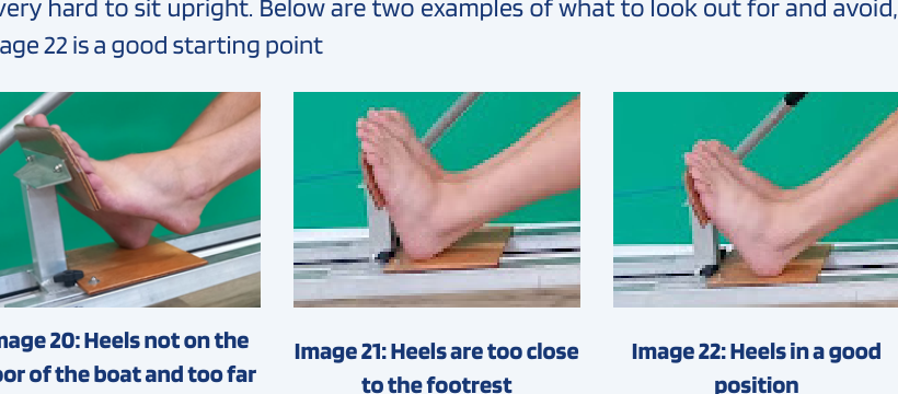 Heel positions on the footrest
